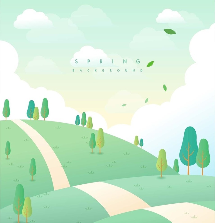 春天风景插画图片