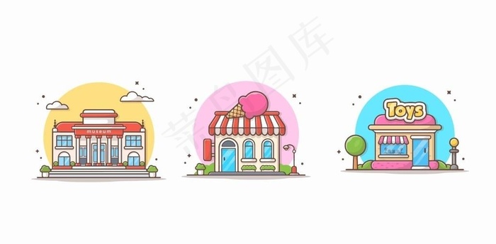 卡通店铺图片ai矢量模版下载