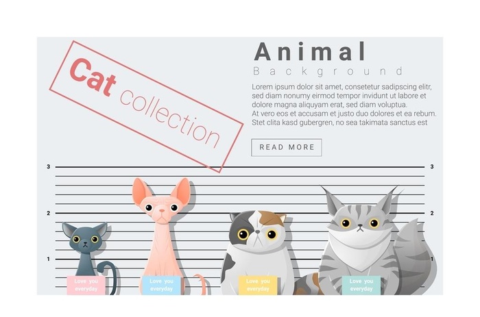 猫狗动物插画图片ai矢量模版下载