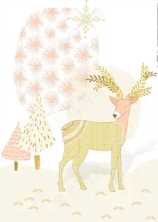 可爱驯鹿剪贴图案图片