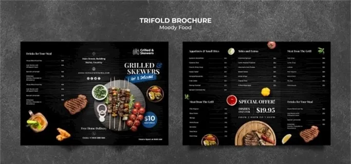 烧烤店三折页菜单图片
