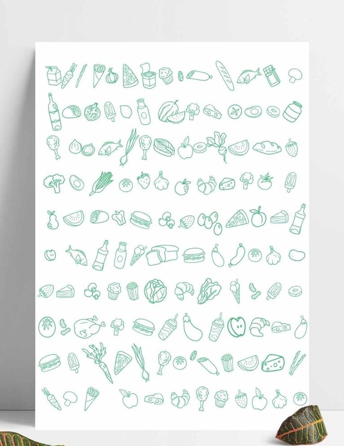 线描手绘可爱卡通生鲜食物食品蔬图片