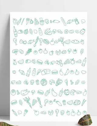 线描手绘可爱卡通生鲜食物食品蔬图片