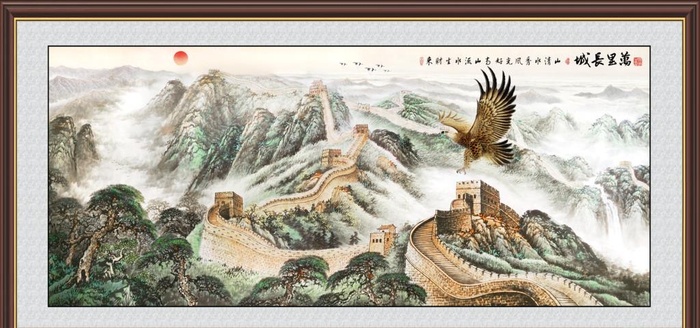 长城国画图片(5024x2512)psd模版下载
