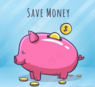 手绘小猪存钱罐图片