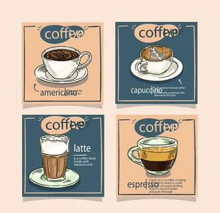 咖啡手绘复古卡片图片