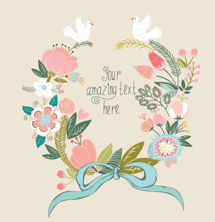 水彩花卉花环图片