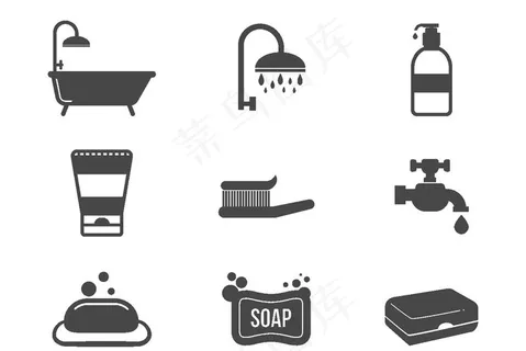 矢量家庭卫浴图标图片