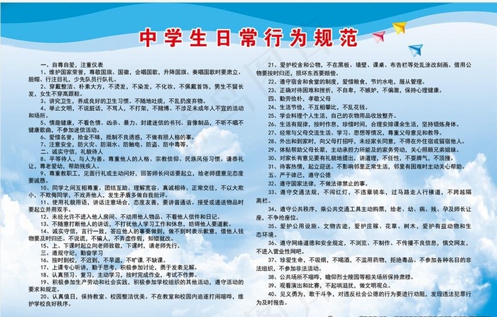 中小学生日常行为规范图片(2343x1555)psd模版下载