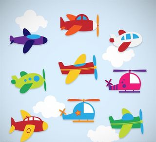 卡通飞机贴纸矢量素材图片