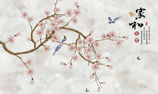 大理石花鸟背景墙图片