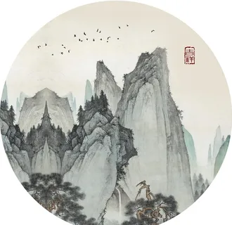 新中式山峰装饰画图片