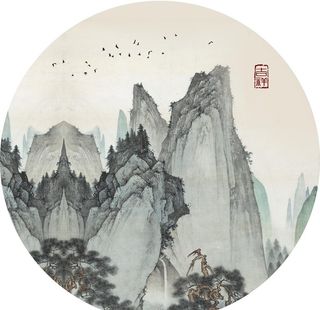 新中式山峰装饰画图片