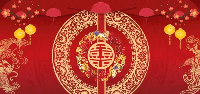 中式婚礼背景图片(6000x3000)psd模版下载