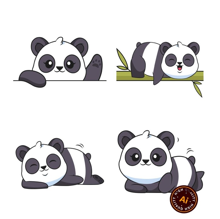 可爱卡通熊猫插画图片