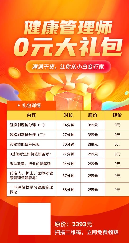 健康管理师课程海报图片(1080x1920)psd模版下载