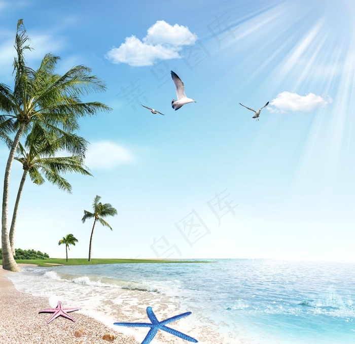 夏日海滩图片cdr矢量模版下载