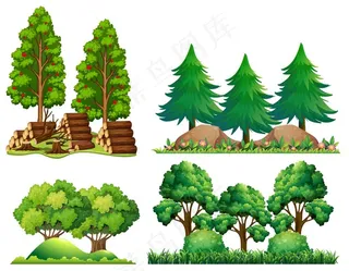 卡通景观树图片