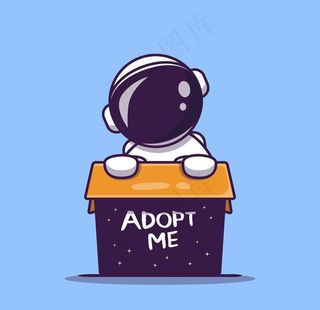 卡通太空人角色插画图片