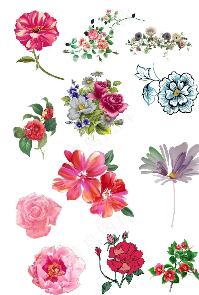 手绘花图片(2480x3508)psd模版下载
