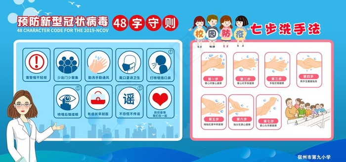 疫情防控48字守则图片(6803x3402)psd模版下载
