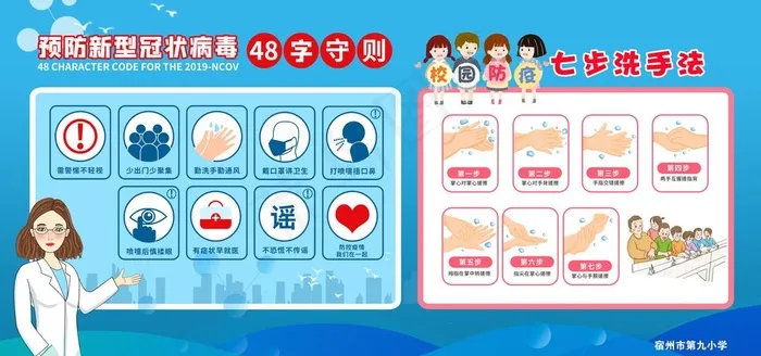 疫情防控48字守则图片(6803x3402)psd模版下载