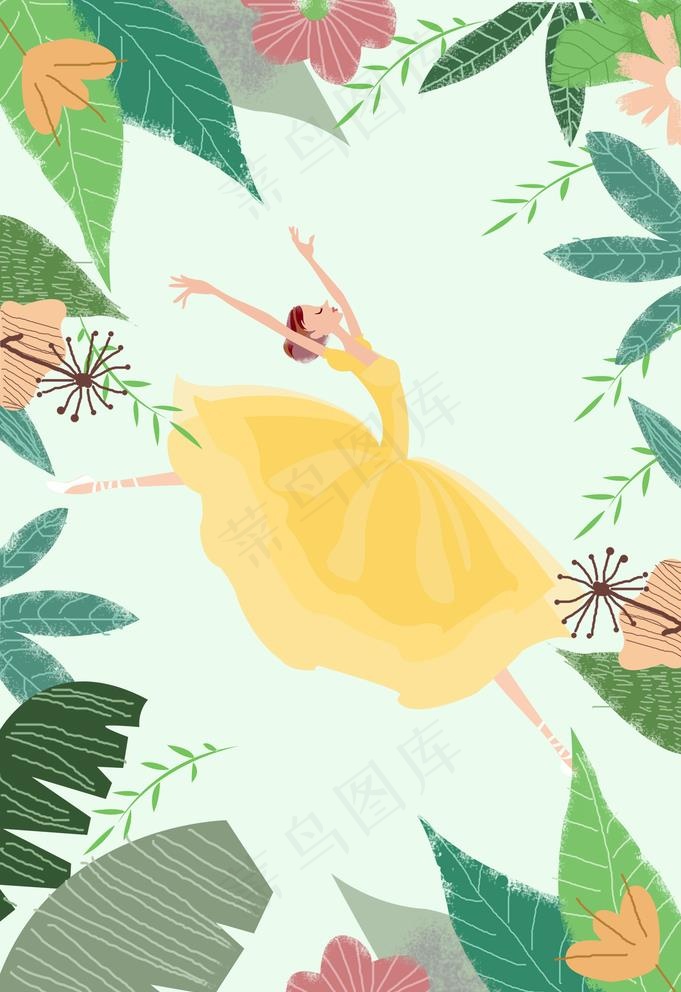 唯美舞蹈插画图片