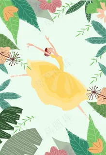 唯美舞蹈插画图片