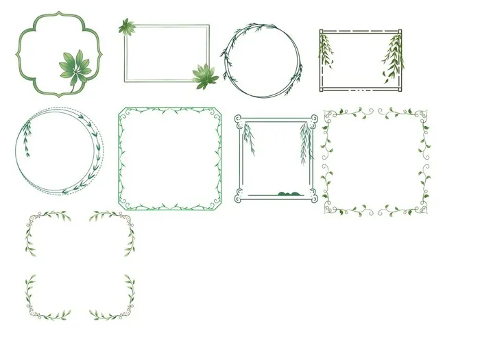 绿叶边框图片(8547x6278)psd模版下载