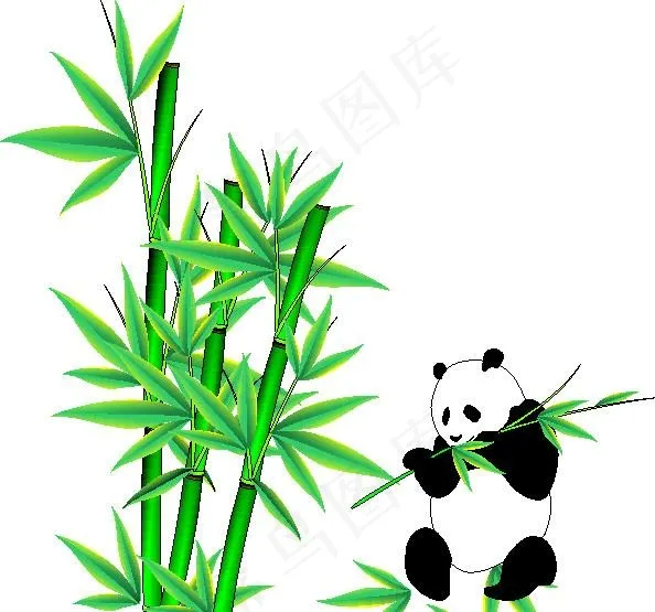 可爱熊猫吃竹图图片cdr矢量模版下载