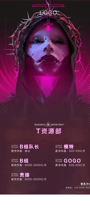 酒吧招聘海报图片