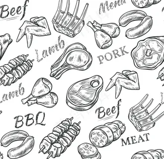 手绘烧烤BBQ背景底纹图片