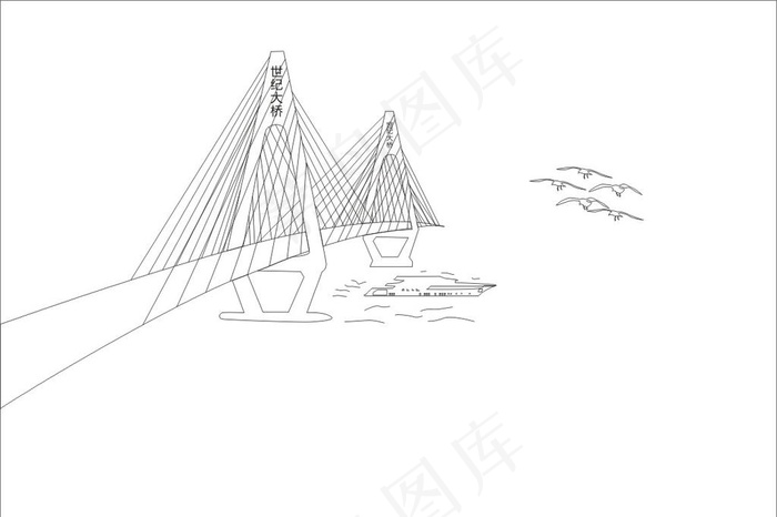海口世纪大桥图片cdr矢量模版下载