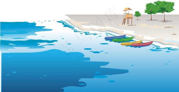 海 海边 沙滩矢量图图片cdr矢量模版下载