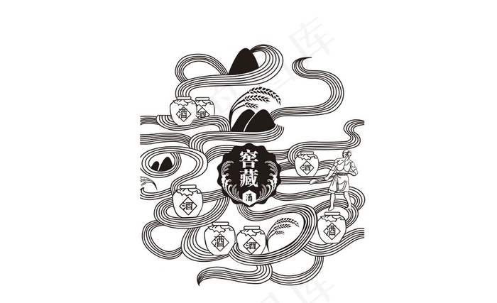 白酒标签图片cdr矢量模版下载