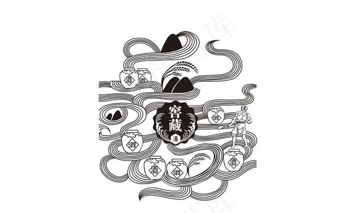 白酒标签图片cdr矢量模版下载
