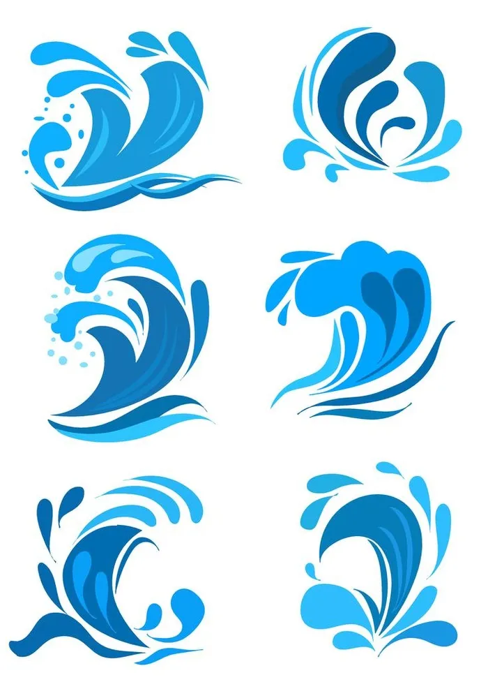海浪 浪花 矢量 彩色素材图片ai矢量模版下载
