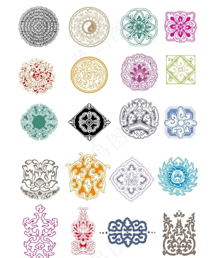 圆形花纹图片cdr矢量模版下载