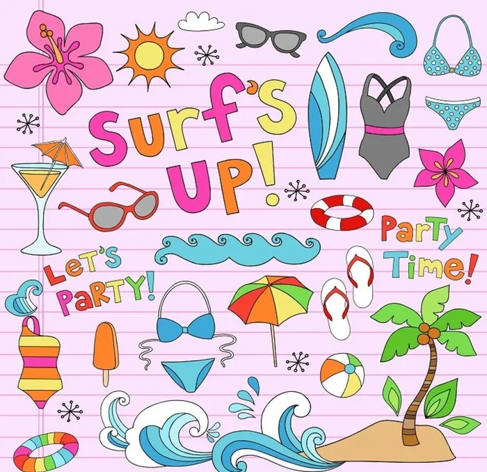 矢量手绘夏日元素图片