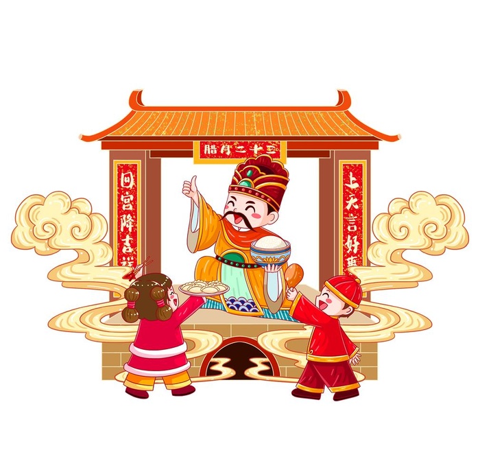 国潮插画灶神爷图片(1997x2025)