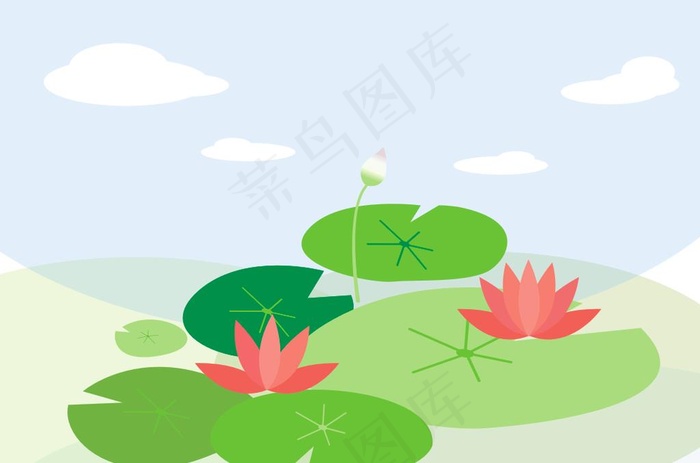 荷花矢量图图片