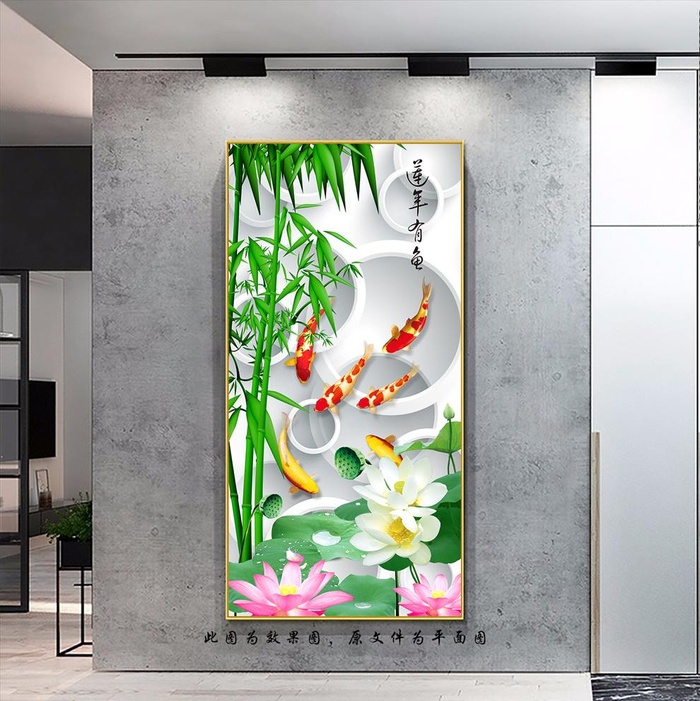 莲年有鱼玄关画图片