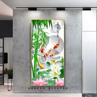 莲年有鱼玄关画图片