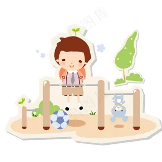 卡通人物锻炼素材图片