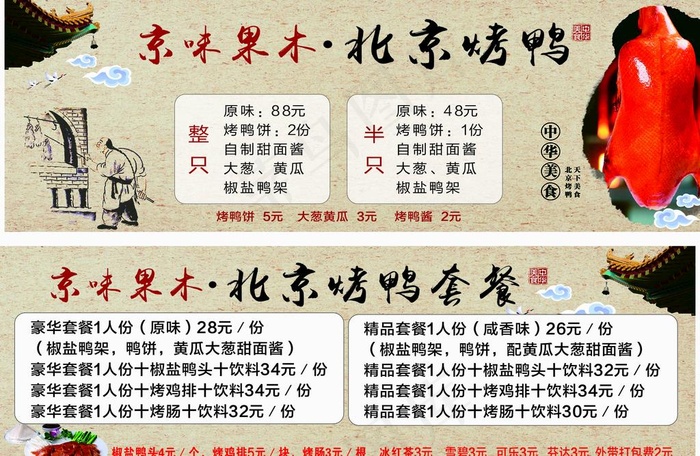北京烤鸭价格灯箱图片cdr矢量模版下载