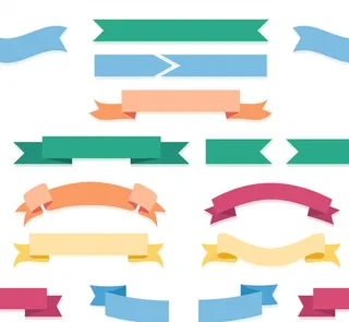 扁平化丝带条幅矢量素材图片