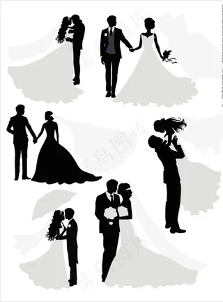新郎新娘剪影图片