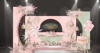 粉绿色清新婚礼效果图图片