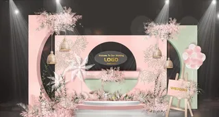 粉绿色清新婚礼效果图图片