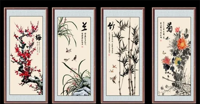 四君子图片(10717x5894)psd模版下载